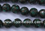 CGO114 15.5 inches 12mm faceted round gold green color stone beads