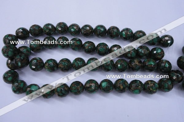 CGO114 15.5 inches 12mm faceted round gold green color stone beads