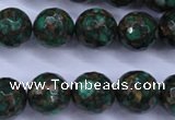 CGO116 15.5 inches 16mm faceted round gold green color stone beads