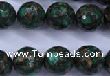 CGO117 15.5 inches 18mm faceted round gold green color stone beads