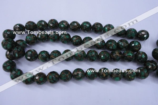 CGO117 15.5 inches 18mm faceted round gold green color stone beads