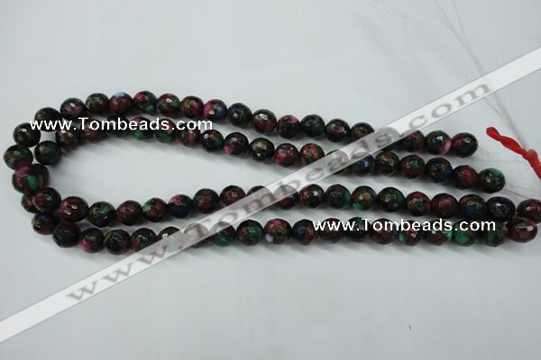 CGO12 15.5 inches 8mm faceted round gold multi-color stone beads