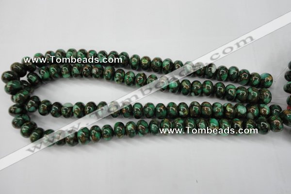 CGO122 15.5 inches 8*12mm rondelle gold green color stone beads