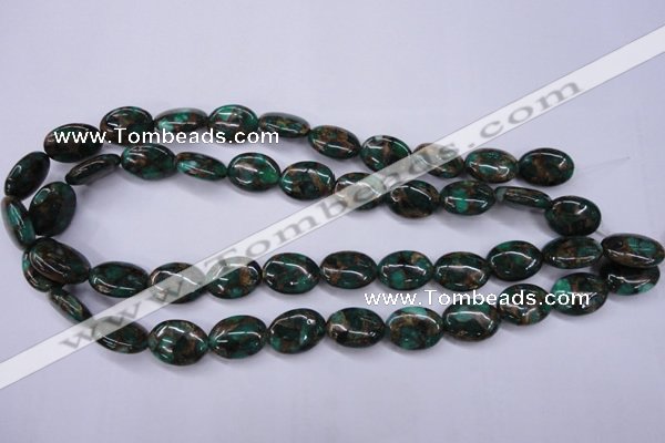 CGO146 15.5 inches 10*14mm oval gold green color stone beads