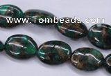 CGO147 15.5 inches 12*16mm oval gold green color stone beads