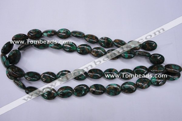 CGO147 15.5 inches 12*16mm oval gold green color stone beads