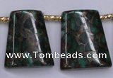 CGO155 Top-drilled 22*28mm trapezoid gold green color stone beads