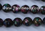 CGO16 15.5 inches 14mm faceted round gold multi-color stone beads