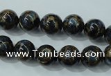 CGO163 15.5 inches 10mm round gold blue color stone beads