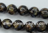 CGO166 15.5 inches 16mm round gold blue color stone beads