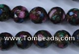 CGO17 15.5 inches 16mm faceted round gold multi-color stone beads