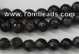 CGO171 15.5 inches 6mm faceted round gold blue color stone beads