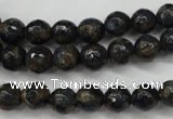 CGO172 15.5 inches 8mm faceted round gold blue color stone beads