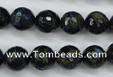 CGO175 15.5 inches 14mm faceted round gold blue color stone beads