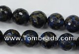 CGO176 15.5 inches 16mm faceted round gold blue color stone beads