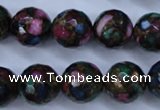 CGO18 15.5 inches 18mm faceted round gold multi-color stone beads