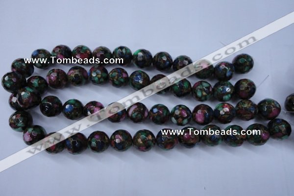 CGO18 15.5 inches 18mm faceted round gold multi-color stone beads