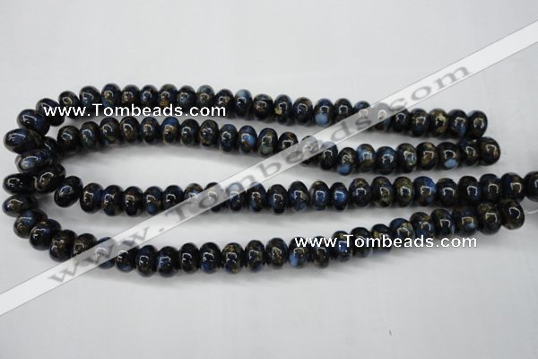 CGO182 15.5 inches 8*12mm rondelle gold blue color stone beads