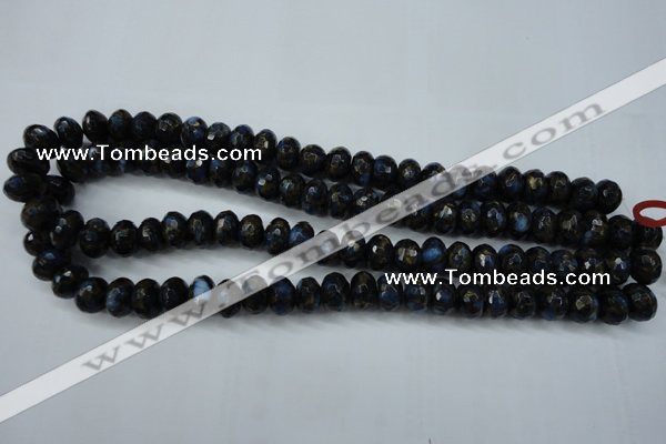 CGO185 15.5 inches 8*12mm faceted rondelle gold blue color stone beads