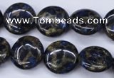 CGO202 15.5 inches 16mm flat round gold blue color stone beads