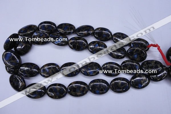 CGO208 15.5 inches 13*18mm oval gold blue color stone beads