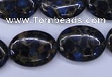 CGO209 15.5 inches 15*20mm oval gold blue color stone beads