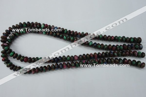 CGO22 15.5 inches 8*12mm rondelle gold multi-color stone beads
