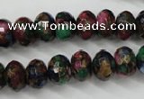 CGO25 15.5 inches 8*12mm faceted rondelle gold multi-color stone beads