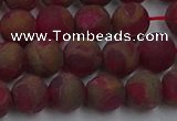 CGO252 15.5 inches 8mm round matte gold multi-color stone beads