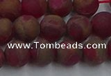 CGO253 15.5 inches 10mm round matte gold multi-color stone beads