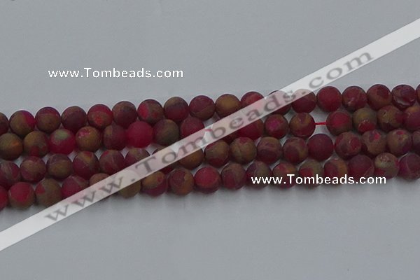 CGO253 15.5 inches 10mm round matte gold multi-color stone beads