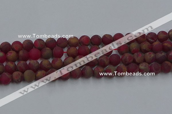 CGO254 15.5 inches 12mm round matte gold multi-color stone beads