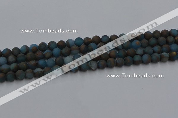 CGO257 15.5 inches 8mm round matte gold multi-color stone beads