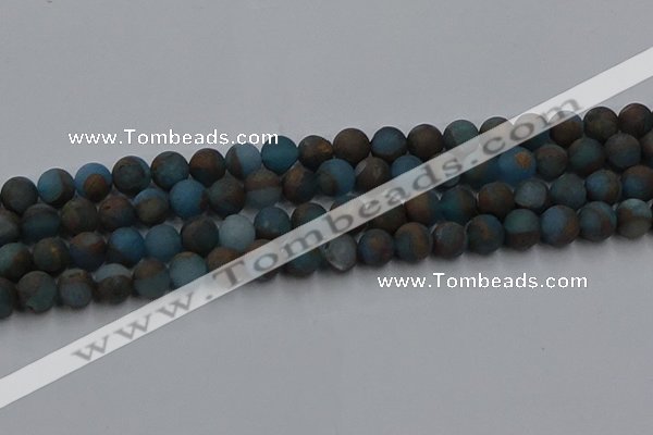 CGO258 15.5 inches 10mm round matte gold multi-color stone beads