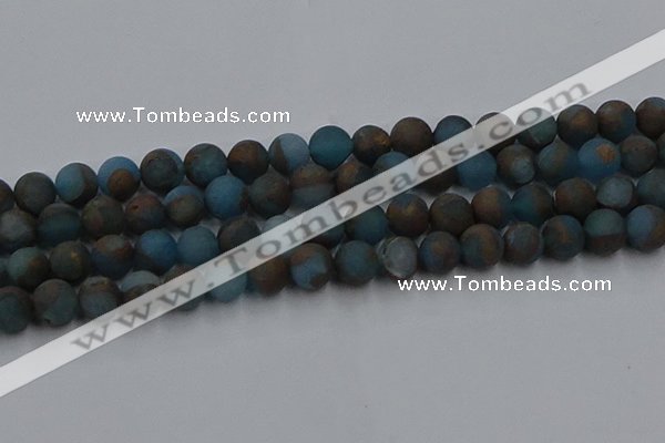 CGO259 15.5 inches 12mm round matte gold multi-color stone beads