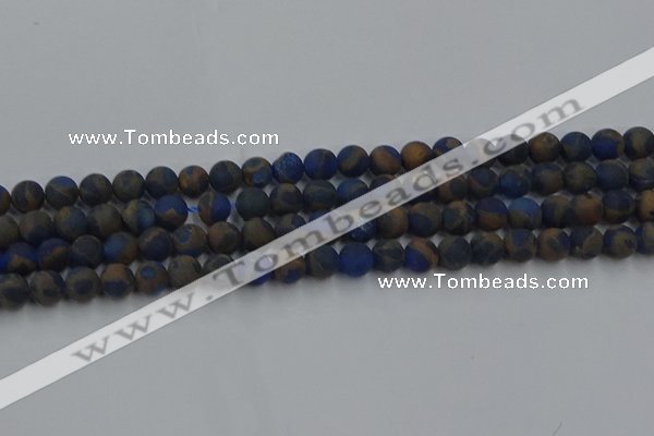 CGO261 15.5 inches 6mm round matte gold multi-color stone beads