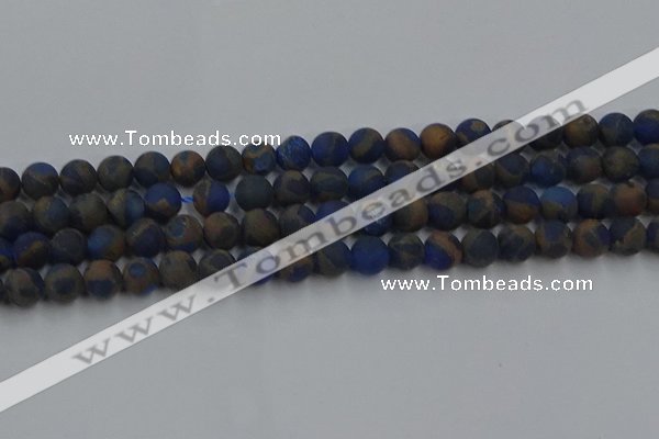 CGO262 15.5 inches 8mm round matte gold multi-color stone beads