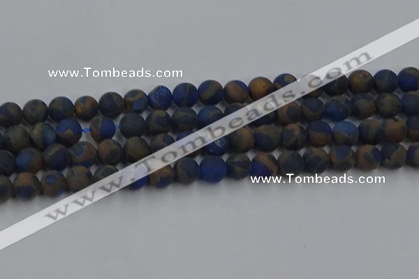 CGO263 15.5 inches 10mm round matte gold multi-color stone beads