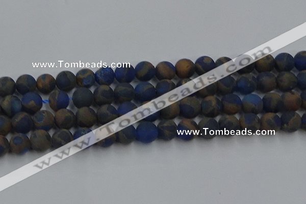 CGO264 15.5 inches 12mm round matte gold multi-color stone beads