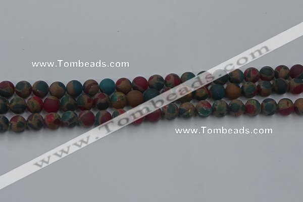 CGO266 15.5 inches 6mm round matte gold multi-color stone beads