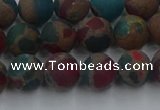 CGO267 15.5 inches 8mm round matte gold multi-color stone beads