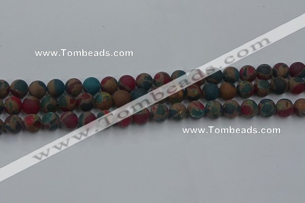 CGO267 15.5 inches 8mm round matte gold multi-color stone beads