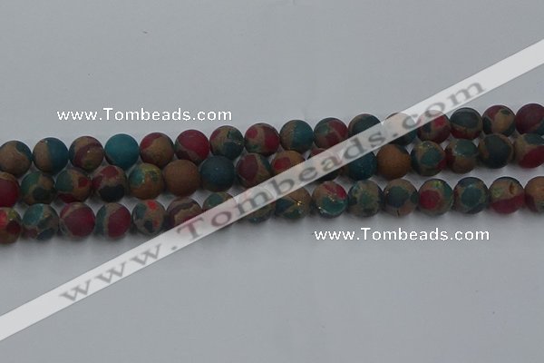 CGO268 15.5 inches 10mm round matte gold multi-color stone beads