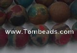 CGO269 15.5 inches 12mm round matte gold multi-color stone beads