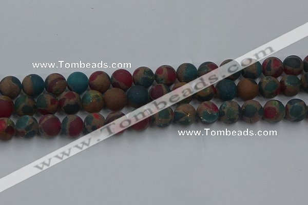 CGO269 15.5 inches 12mm round matte gold multi-color stone beads