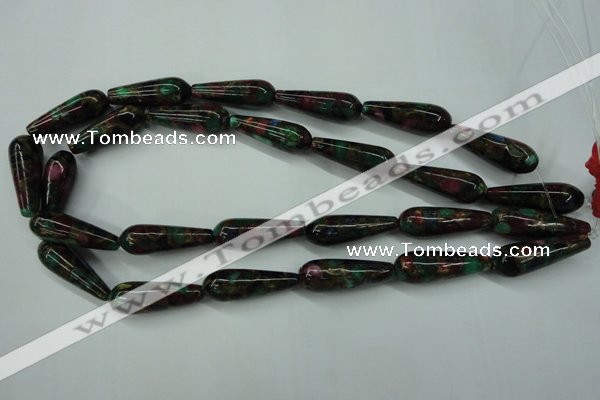 CGO28 15.5 inches 8*20mm teardrop gold multi-color stone beads