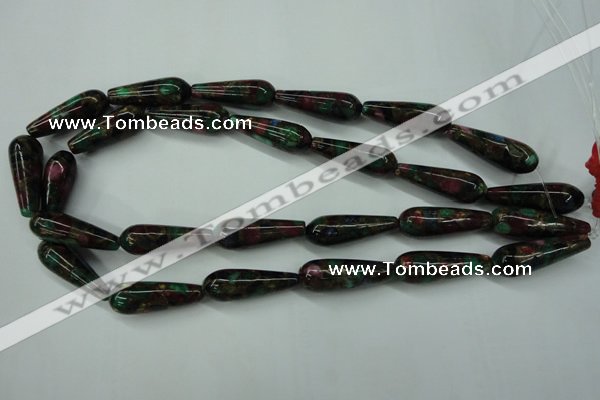 CGO29 15.5 inches 10*30mm teardrop gold multi-color stone beads