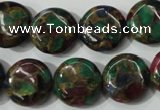 CGO34 15.5 inches 16mm flat round gold multi-color stone beads