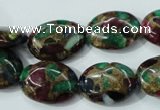 CGO38 15.5 inches 10*14mm oval gold multi-color stone beads