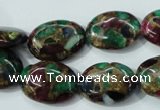 CGO39 15.5 inches 12*16mm oval gold multi-color stone beads